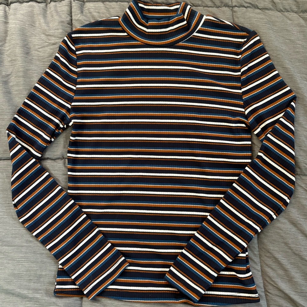 Striped Long Sleeve Turtleneck Top